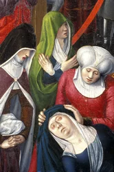 Indre et Loire N * 175 - Chateau de Loches - Detalj av altartavlan för korsfästelsen - Ecole de Jean Fouquet - 1485 -