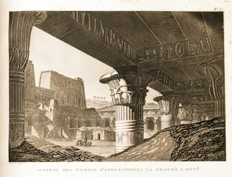 Inre vy av templet Apollinopolis i Edfu, Egypten Illustration från Atlas of Egypt