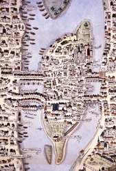 Karta över stadens öar, Paris, ca 1540 (gravyr)