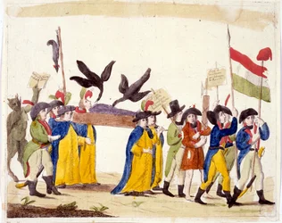Italiensk illustration föreställande den franska revolutionen 1795