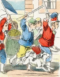 Spel: Assault - Alfabetet - barnunderhållning - Bildepinal, populär serie c.1890 (illustration)