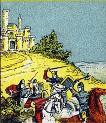 Kung Ludvig VI Le Gros kämpade mot rånet av rikets herrar. Gravyr i "Histoire de France". Serie reklambilder publicerade på uppdrag av Louit, 24 rue d