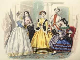 Parismode för damer, ca 1860.