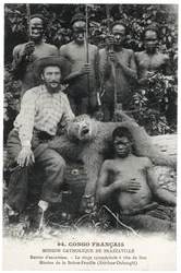 Cynocephalic apa med lejonhuvud, ca 1910 (litho)