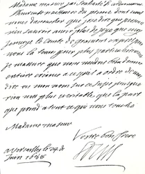 Brev från Ludvig XIV till Maria av Modena, där hon gratulerar henne till födelsen av en prins, James Edward, Prince of Wales