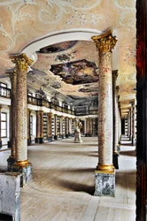 Bibliotek för Benediktinerklostret Ottobeuren, Baviere, Tyskland, Europa. Fotografi