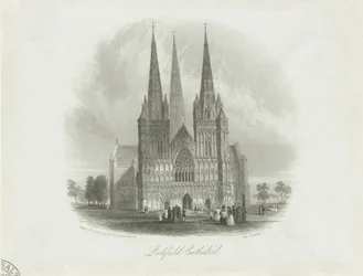 Lichfield Cathedral - West Front: stålgravyr, nd [c 1842]