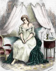 Madame du Barry inlåst i klostret Pont-aux-Dames 1774. 1800-talet (gravyr)