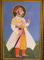 Maharaja Kumbha, målning, Mehrangarh Fort, Jodhpur, Rajasthan, Indien, Asien (foto)