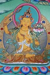 Manjushri, kunskapens gudomlighet. Kopan kloster, Kathmandu, Nepal