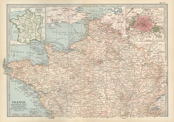 Karta över Frankrike, ca 1900 (gravyr)