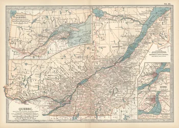Karta över Quebec, Kanada, ca 1900 (gravyr)