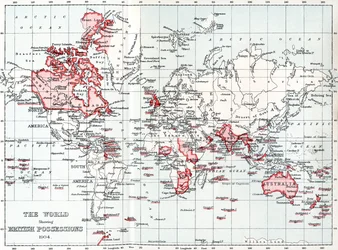 Karta över världen som visar brittiska ägodelar 1904.