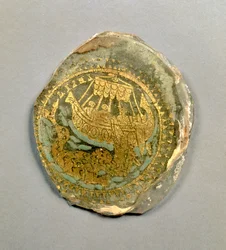 Medaljong föreställande Jona och valen, romersk, 400-talet (sten och guld)