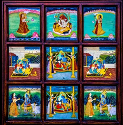 Miniatyrmålning, konst och hantverk i Rajasthan, Rajasthan, Indien, Asien (foto)