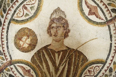 Mosaik: en av de nio muserna. Polymnia: religiös och retorisk sång (detalj). III AD/Musee d