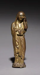 Sörjande Maria, troligen från ett altarkors, 1200-1300
