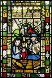 Nativity, engelska, tidigt 1300-tal (målat glas) (detalj av 120306)