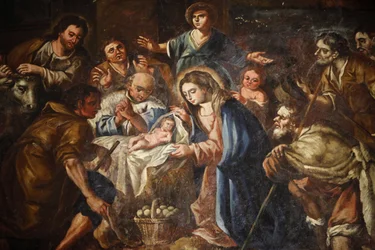 Födelsefödelsemålning i före detta klosterkyrkan Vår Fru av Carmen Antequera Spanien