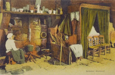 Norman interiör, tidigt 1900-tal (vykort)