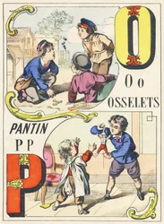 O P: ossicles, marionett - Spelalfabetet, c.1890 (illustration)