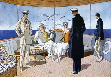 På en yacht, ca 1925 (akvarell)