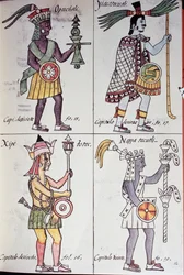 Opochtli, Xipe Totec, Yacatecuhtli och Nappatectli, sida från Florentine Codex, General History of the Things of New Spain, Aztec