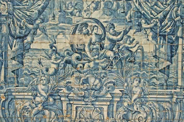 Porto, Se katolska katedralen (original. 1100-talet), azulejos, handmålade blå kakelplattor