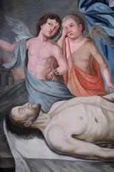 Our Lady of Assumption kyrka. Kristus målning Cordon Frankrike