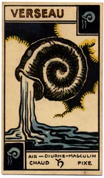 Paranormalt. Astrologi. Vattumannen (vattenbäraren). Astrologiskt kort från: Le Tarot Astrologique (Astrologisk Tarot), av Georges Muchery, Frankrike