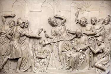 Paris, Frankrike Skulptur i Saint Roch-kyrkan: Jesus torterades, Paris, Frankrike