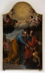 Församlingskyrka (Nederbrakel, Sint-Pieter-in-de-Banden församlingskyrka). Interiör. Målning.