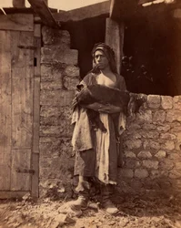 Libanons pater med ett barn. Fotografi av Charles Lallemand (1826-1904) i "Syria, costumes, voyages and landscapes". 1865. Privat samling.