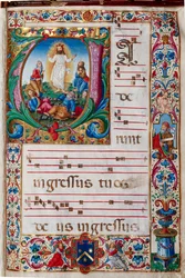 Piccolomini bibliotek: körbok, torsk. 29.13, ff. 30r med "Transfiguration", av Florentine illuminator.