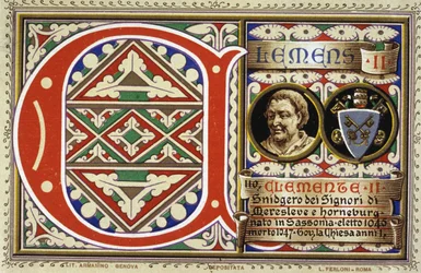 Påven Clemens II (1046-1047). Kromolitografi från 1903.