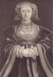 Porträtt av Anne av Cleves (1515-1557), drottning av England, gravyr