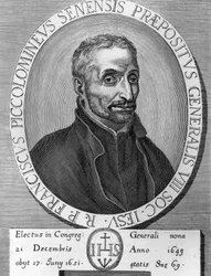Porträtt av Francesco Piccolomini (1582-1651), italiensk jesuit, var överordnade i Society of Jesus från 1649 till 1651, gravyr