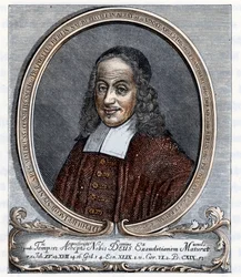 Porträtt av Philipp Jacob Spener (Philippe Jacques Spener) (1635-1705) Luthersk teolog, grundare av pietismen (pietismen) Gravyr från "Germania" av Johannes Scherr 1880 Privat samling