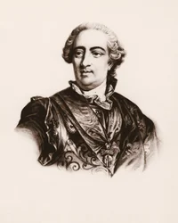 Porträtt av Frankrikes kung Ludvig XV (1710-1774) Gravyr från 1800-talet