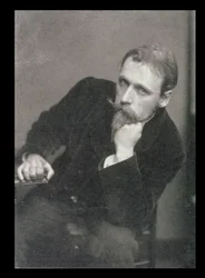 Porträttfotografi av Walter Crane (1845-1915) av Frederick Hollyer (1837-1933) 1886 (s/v foto)