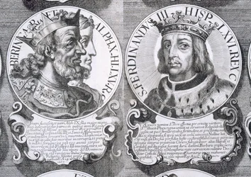 Porträtt av Berengaria av Kastilien och Ferdinand III av Kastilien (litho)