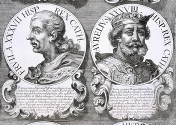Porträtt av Fruela I och Aurelius av Asturien (litho)