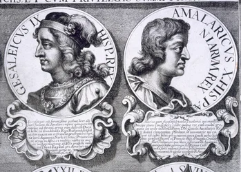 Porträtt av Gesalec och Amalaric (litho)