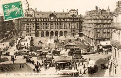 Vykort/Gare Saint Lazare/Paris/Seine/Ile de France/Frankrike
