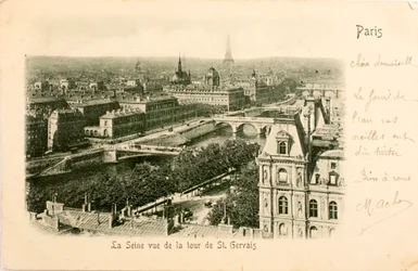 Vykort / Seine från Saint Gervais Tower / Paris / Seine / Ile de France / Frankrike