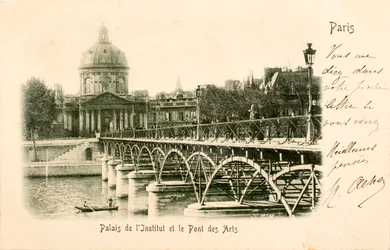 Vykort / Institutet / Pont des Arts / Paris / Seine / Ile de France / Frankrike