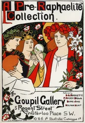 Prerafaelitutställning på Goupil Gallery, London, ca 1897 (affisch)