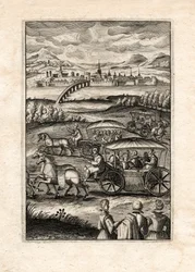 Procession med lutenister, Paris, ca 1650 (gravyr)