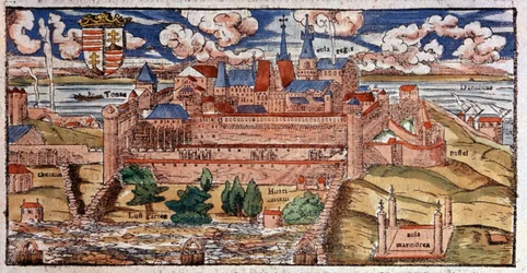 Förstärkt Buda (Ungern), ca 1550 (gravyr)