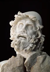 Romersk konst: gruppen "Polyfemos bländning": Odysseus huvud - Marmorskulptur, 1:a århundradet f.Kr. eller e.Kr. - Sperlonga, Nationella arkeologiska museet
